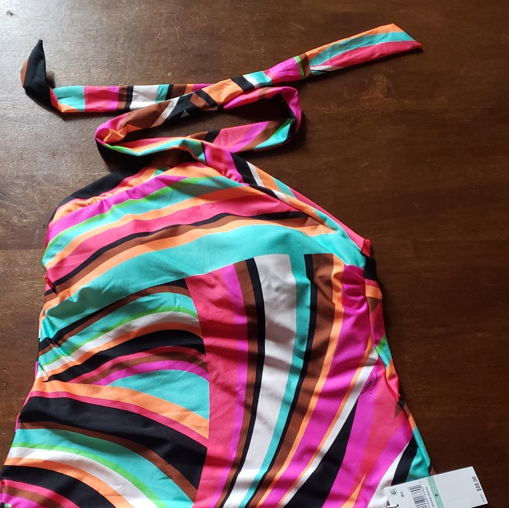 NWT Trina Turk Swoop Reversible Tankini Top & Knotted Bottom Set - Picture 9 of 9